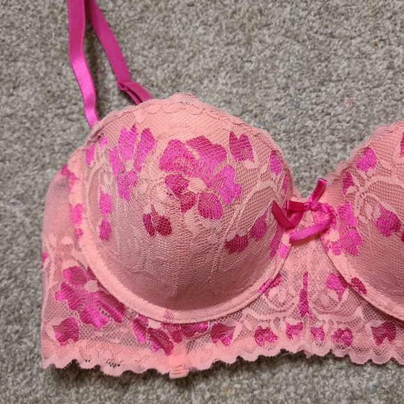 Pink Lace Bralette Bustier Bra Top - Picture 2 of 4
